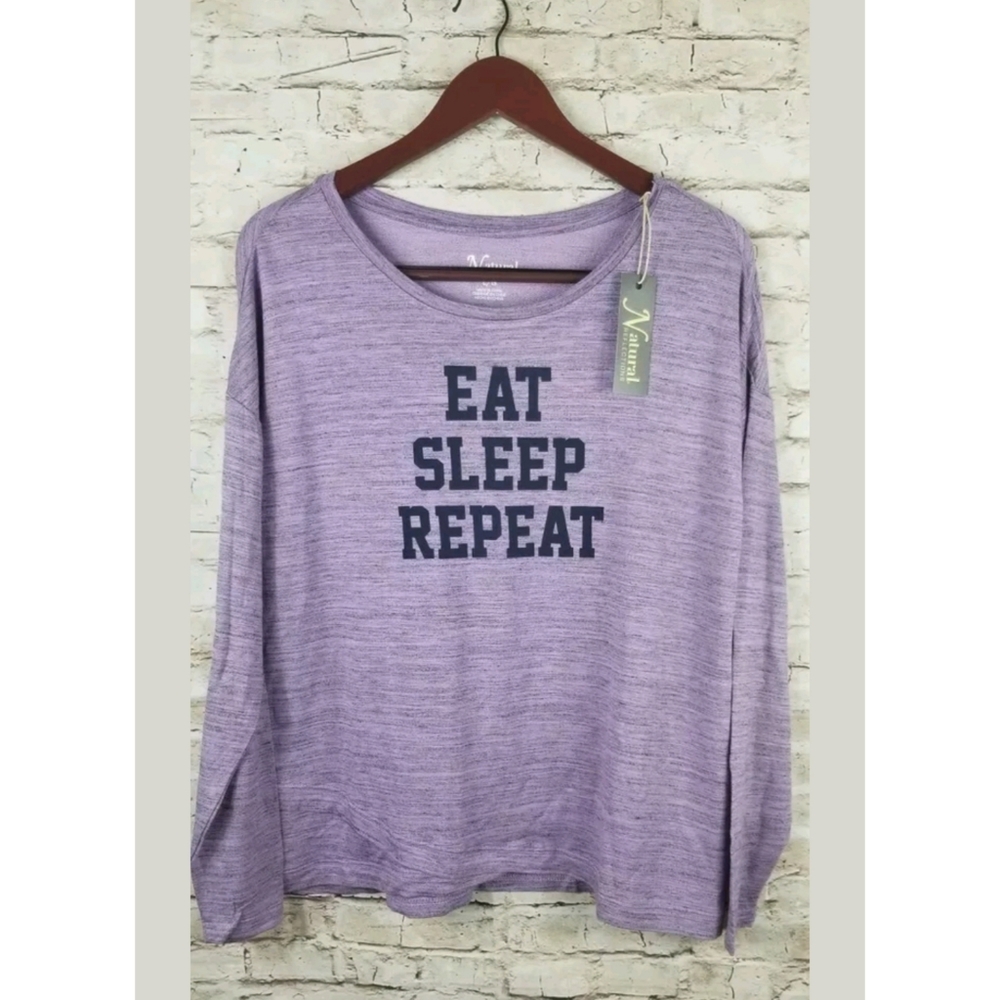 NWT Natural Reflection Sleep Shirt Eat Sleep lrg